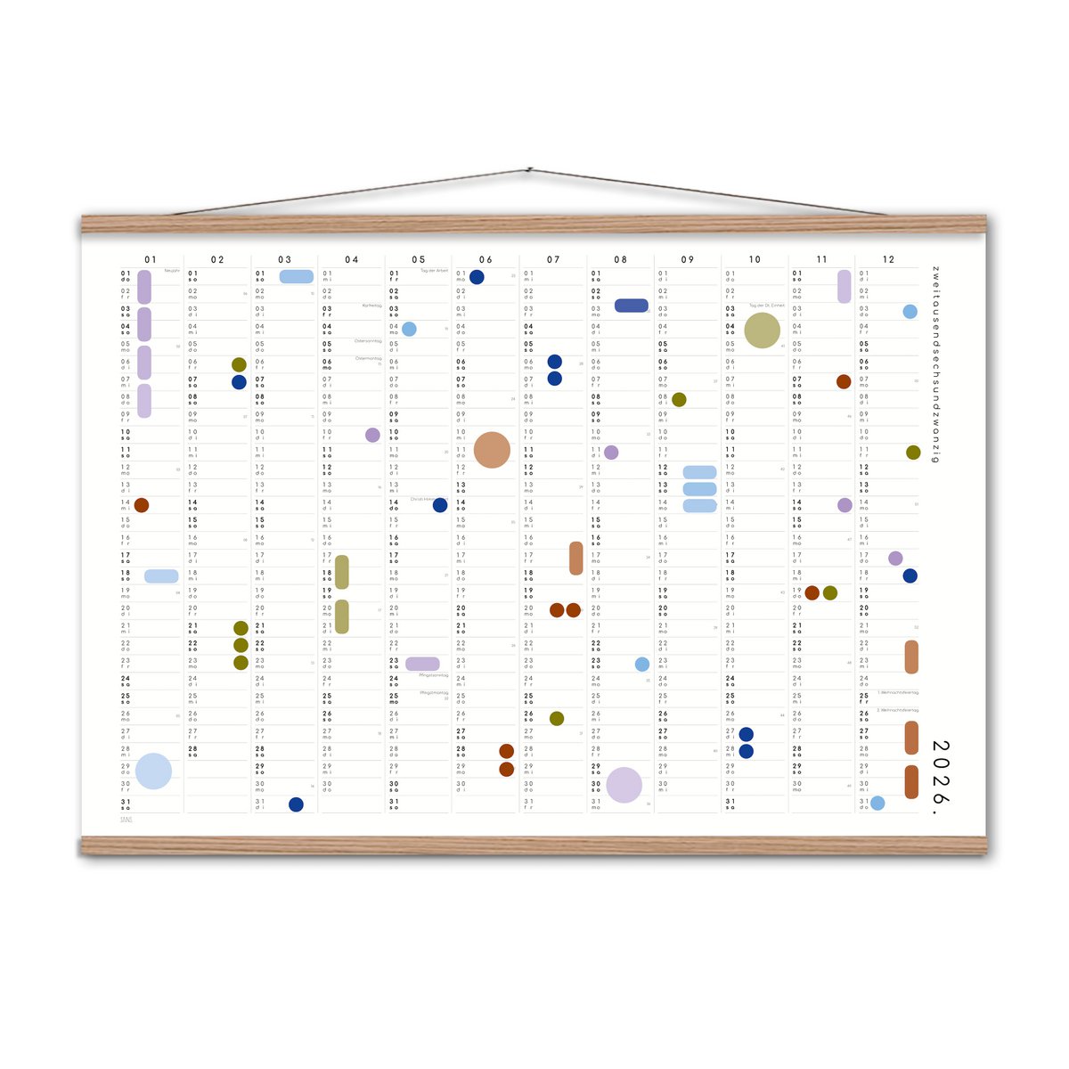 Kalender met zelfklevende stippen 2027 - A2/A1