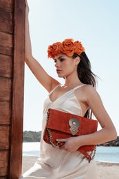 Aurora Leather Shoulder Bag - Mocca Suede