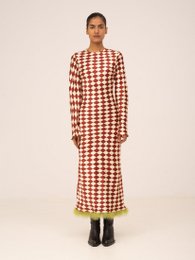 Elf Diamond Print Red Feather Dress