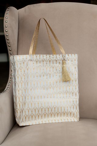 Stoffgeschenktüten Tote Style - Luxe Gold Kollektion - Vanille / Art Deco