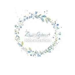 Watercolor card birth | Wreath, eucalyptus leaves blue & green