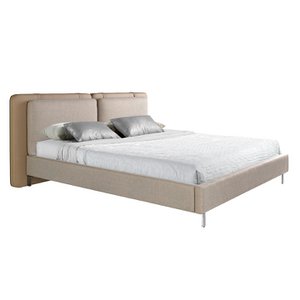 Mink kunstleer bed en grijze stof 7154