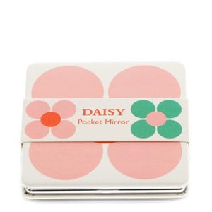 Square pocket mirror - Pink and green Daisy