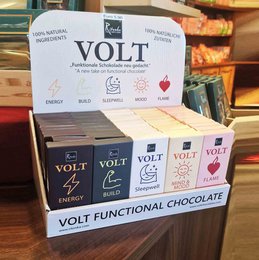 Volt display - 5 functional chocolate varieties Sales display (total 50 pieces)