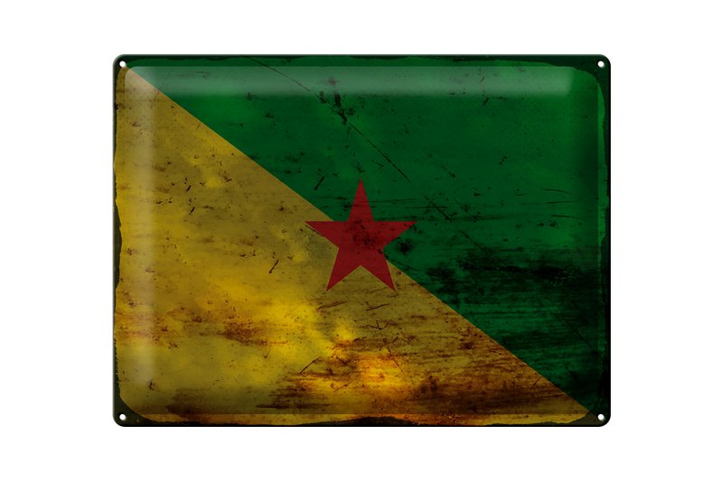 Tin Sign Flag French Guiana 40x30cm Flag Rust