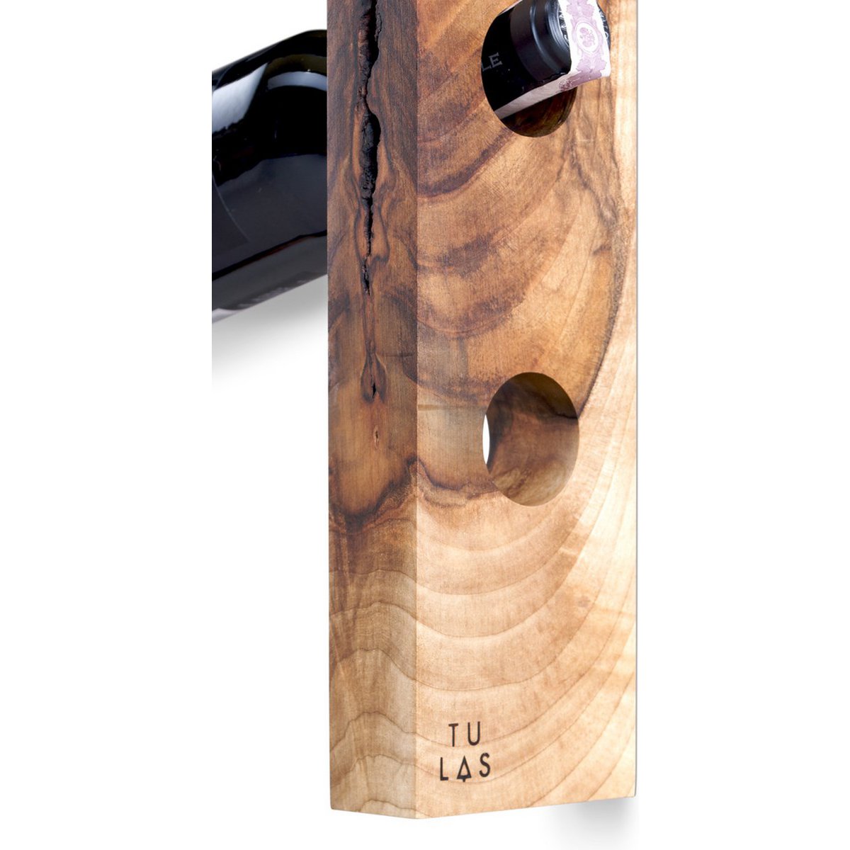 Botellero de Madera para Pared Tu Las™ - 77 x 9 x 4 cm - Porta Botellas de Vino Flotante - Madera de Nogal