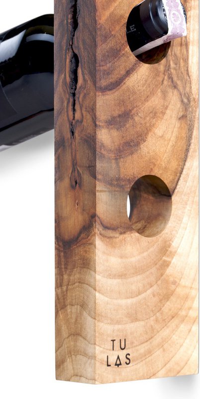 Tu Las™ Wandmontiertes Weinregal aus Holz – 77 x 9 x 4 cm – Schwebender Weinflaschenhalter – Walnussholz