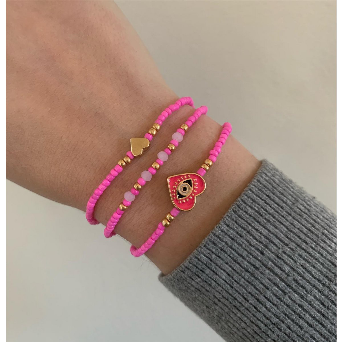 Pink set of bracelets