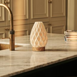Vela Light Brown Wooden Rechargeable Table Lamp