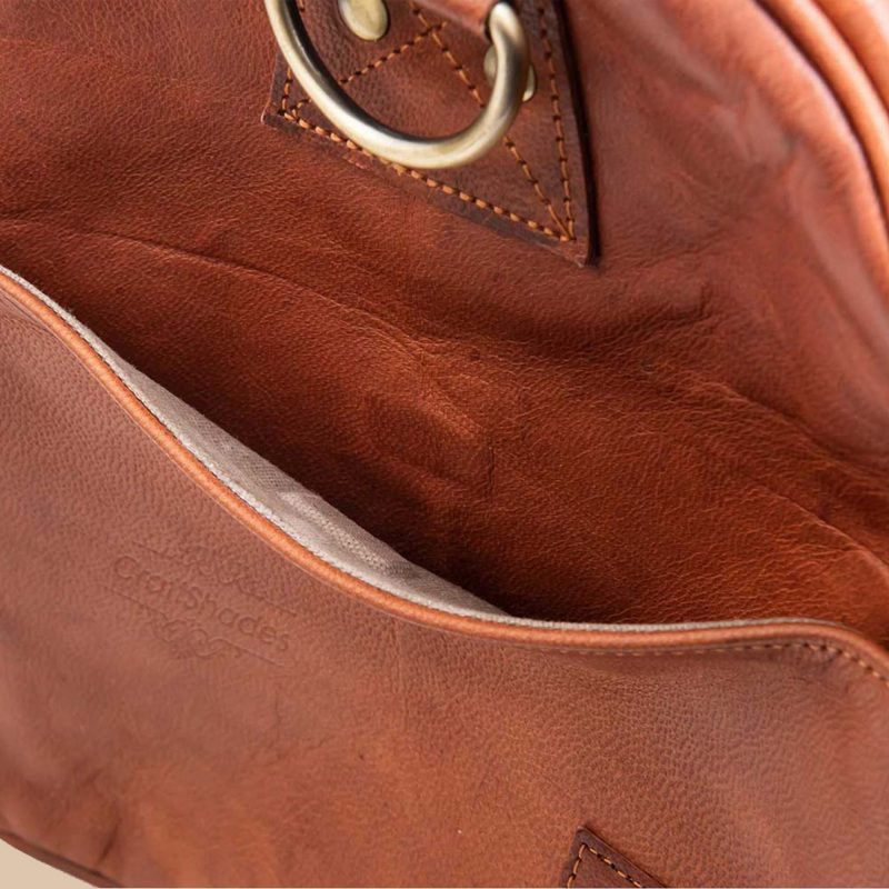 Handmade Moroccan Leather Travel Bag – Artisan 22" (55cm) "Traditionalist" Duffle with Dual Side Pockets