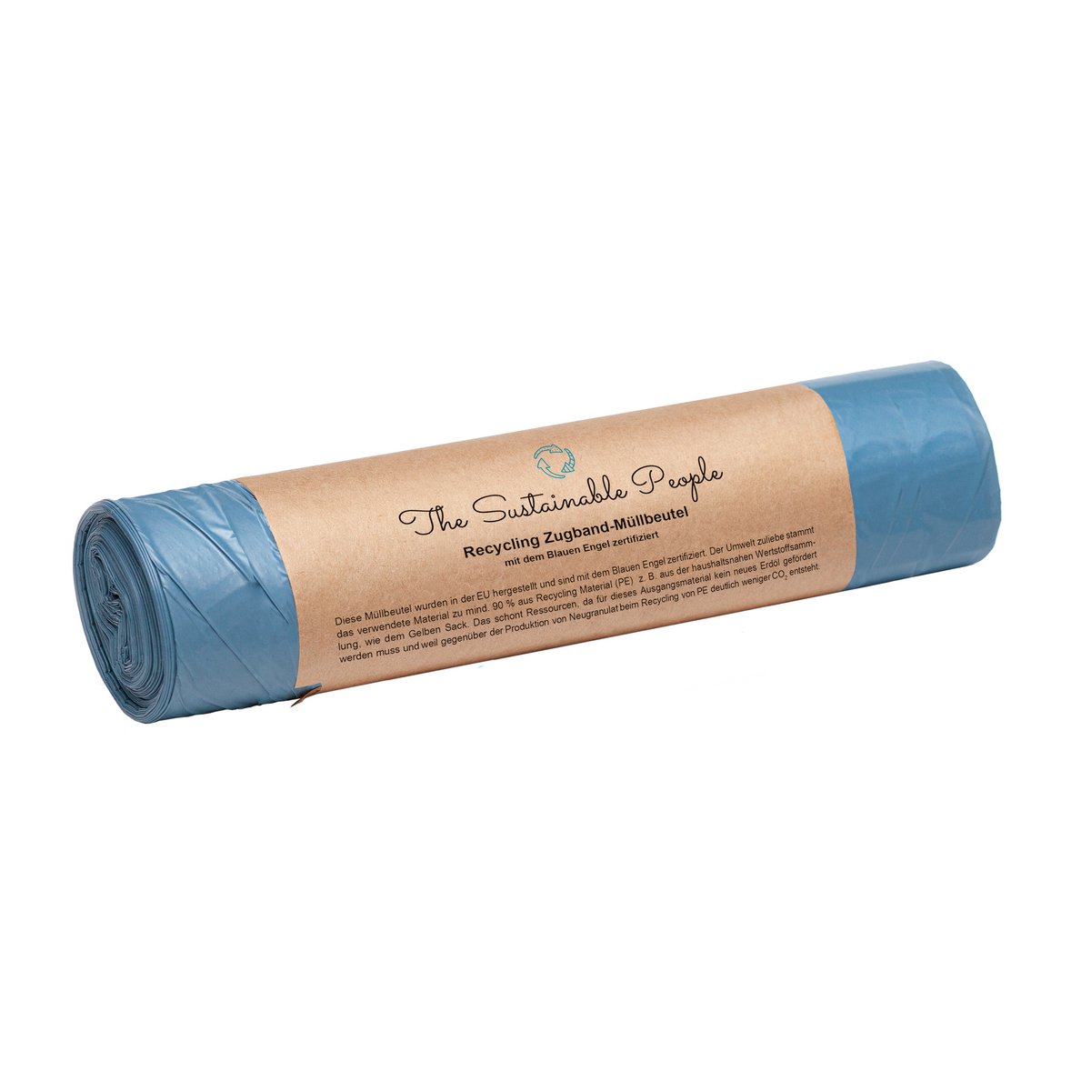 Recycled Drawstring Garbage Bags 60l, Blue Angel certified