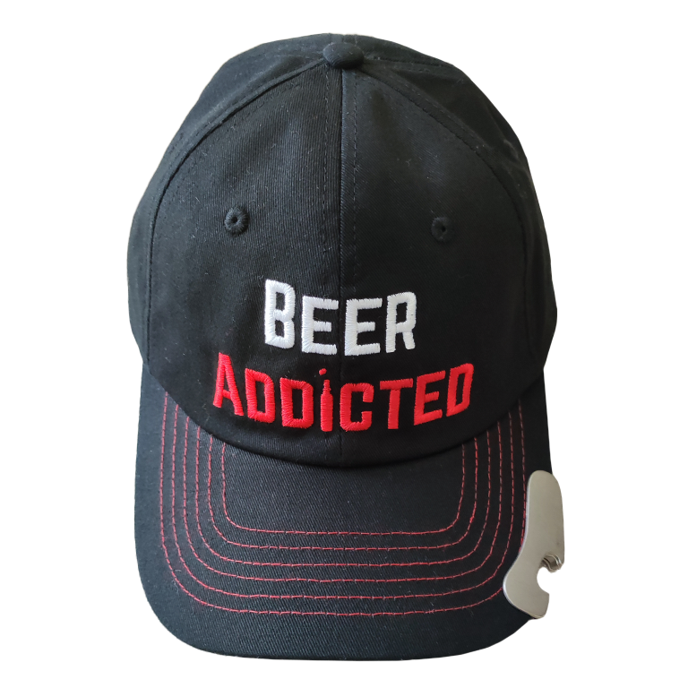 BeerAddicted hoed met flesopener op vizier