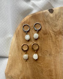Natural Stone Earrings Stainless Steel gold/silver 'Moonstone'