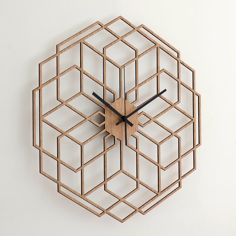 Holz-Wanduhr HEXAFLOWER