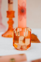 Candlestick Candle Holder Crystal Orange