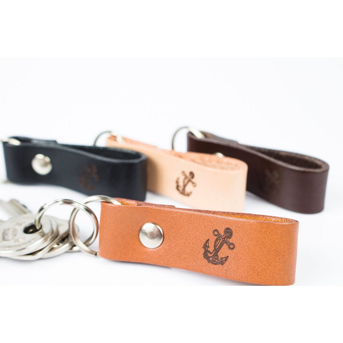Leather keychain/ keyfob - anchor, sailing theme