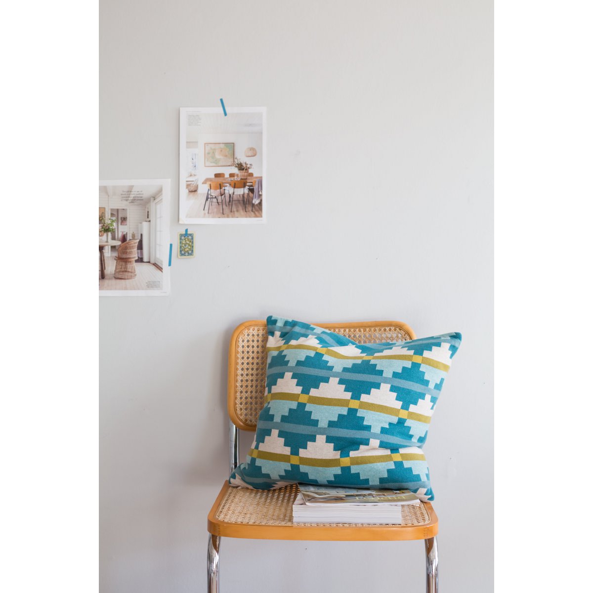 Alf Pillow-Cover Blue, algodón de punto de punto de Jacquard suave