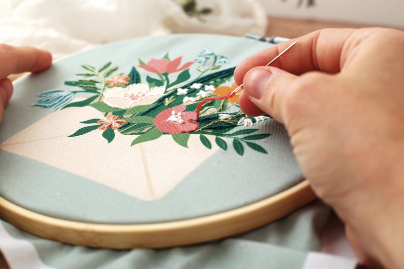SET RICAMO BOUQUET DI FIORI Ø20CM