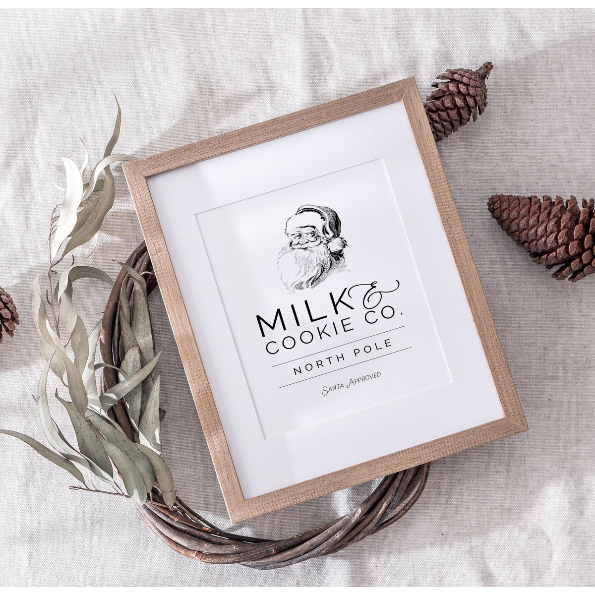 Vintage juleplakat, juleplakat Milk and cookies Co. Retro juleplakat