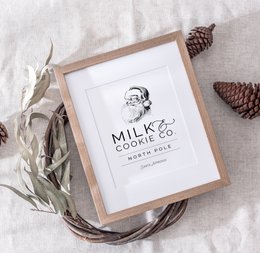 Vintage juleplakat, juleplakat Milk and cookies Co. Retro juleplakat