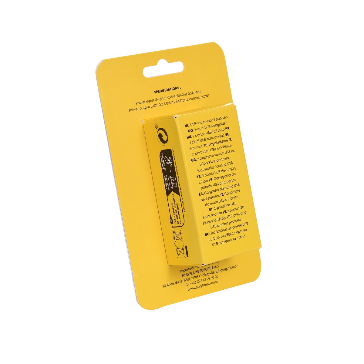 Prise Secteur 2 ports USB 2.4A - Tekmee