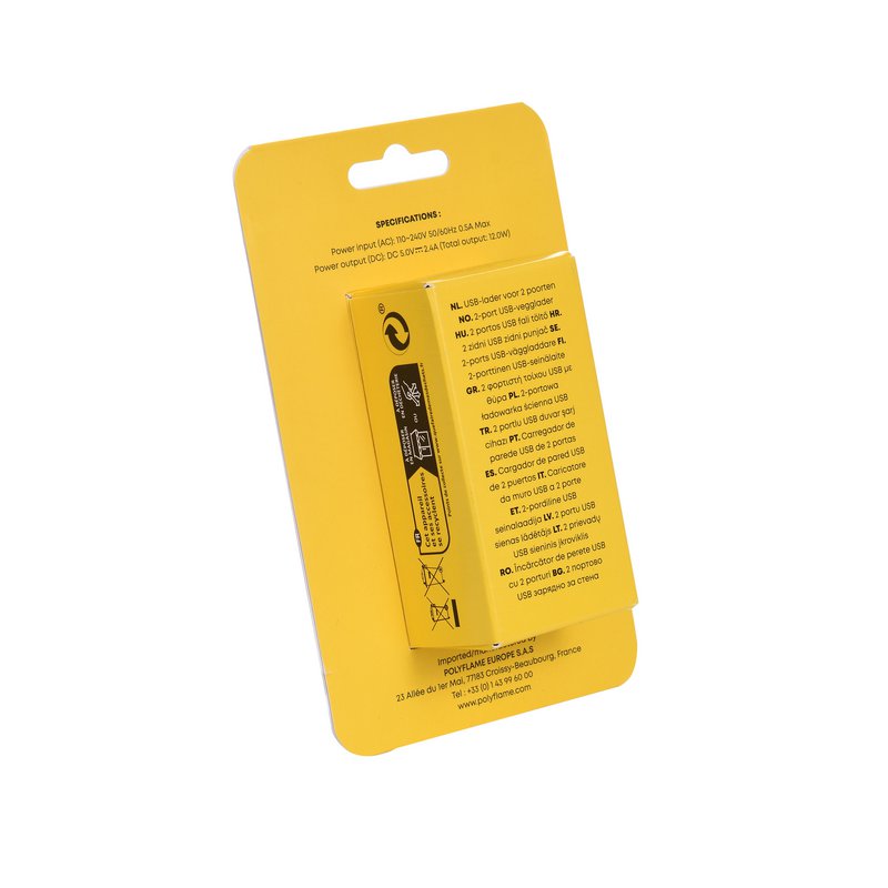 Stopcontact 2 USB-poorten 2,4A - Tekmee