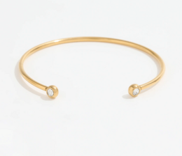 Kolya - Dainty Pearl Crystal Cuff Bangles 2 Styles