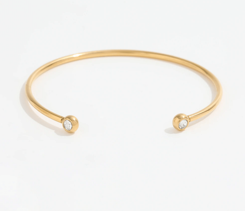 Kolya - Dainty Pearl Crystal Cuff Bangles 2 Styles