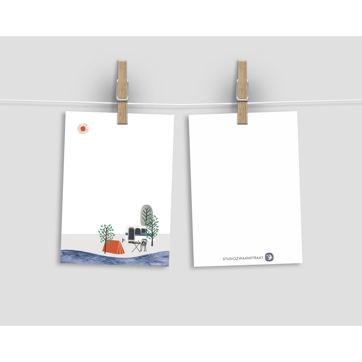 postcard  'camping at sea'