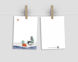 postkort 'camping på havet'
