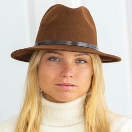 CHAPEAU FEUTRE - lien cuir, bord cousu