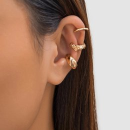 3 Teile/satz Metall Chunky Kein Piercing Clip Ohrringe Geometrische Ohr Manschette Ohrringe für Frauen Damen Party Mädchen Y2K Schmuck 2024 trendy