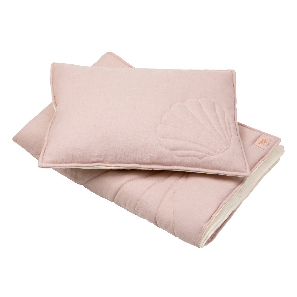 Linnen schelp kinderovertrekset "Poederroze"