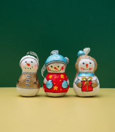 Handmade papier-mache Snowman with stars