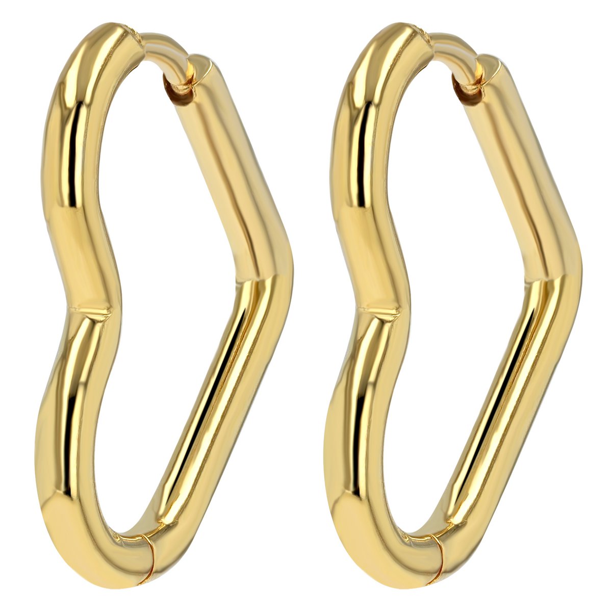 Orecchini a cerchio "Libi" in acciaio inossidabile - cuore asimmetrico, color oro