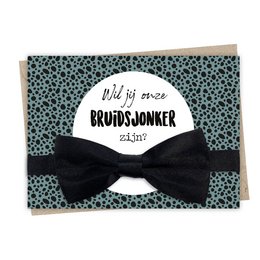 Kaart bruidsjonker met vlinderstrik