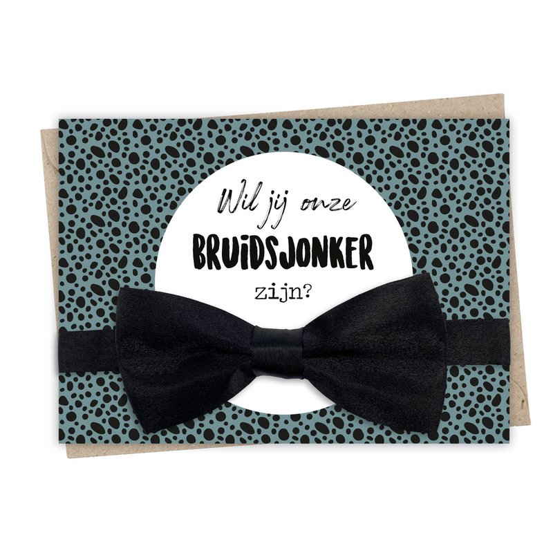 Kaart bruidsjonker met vlinderstrik