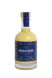 Premium organic egg liqueur in a 200ml bottle with a blue and gold label.