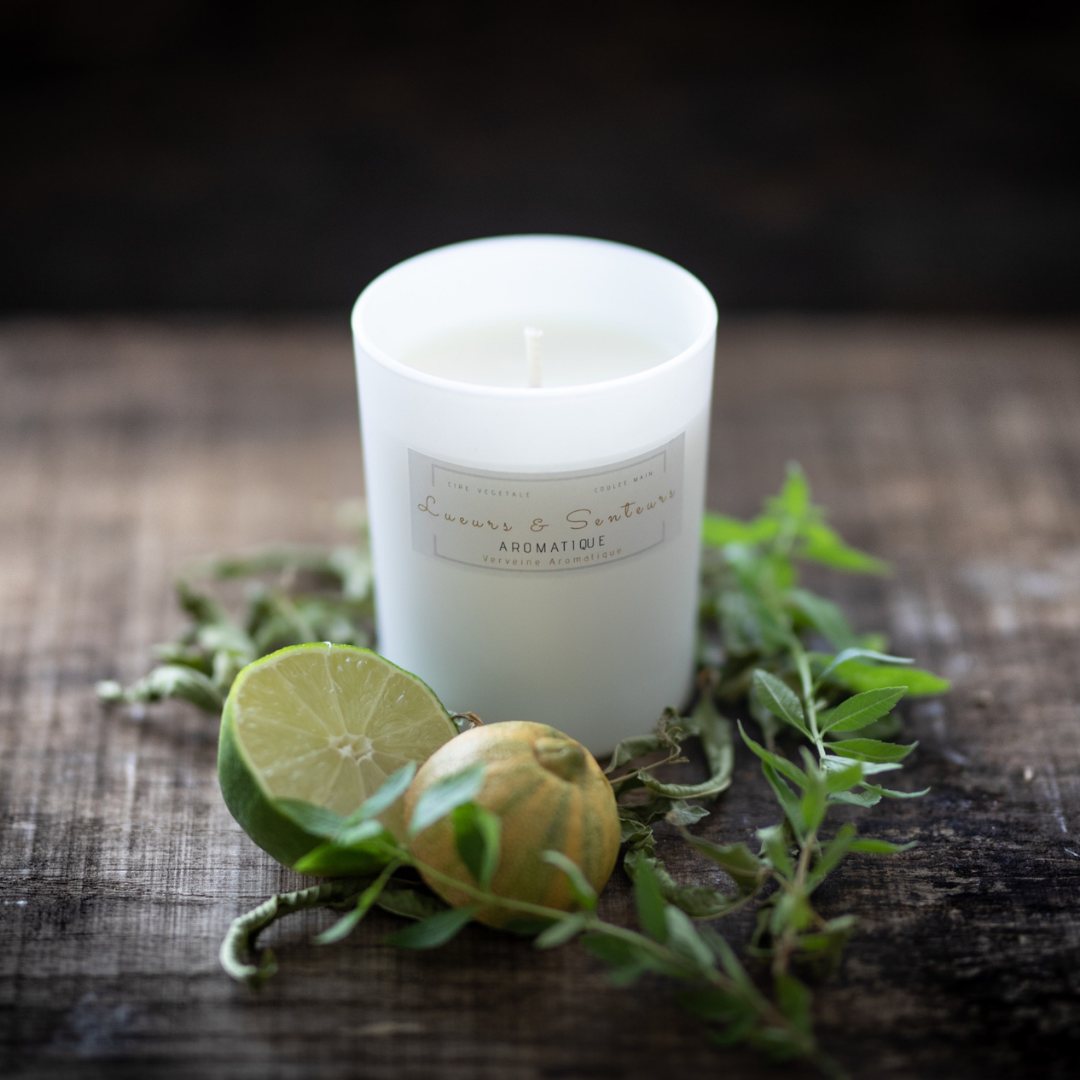 Aromatische verbena houtlont kaars