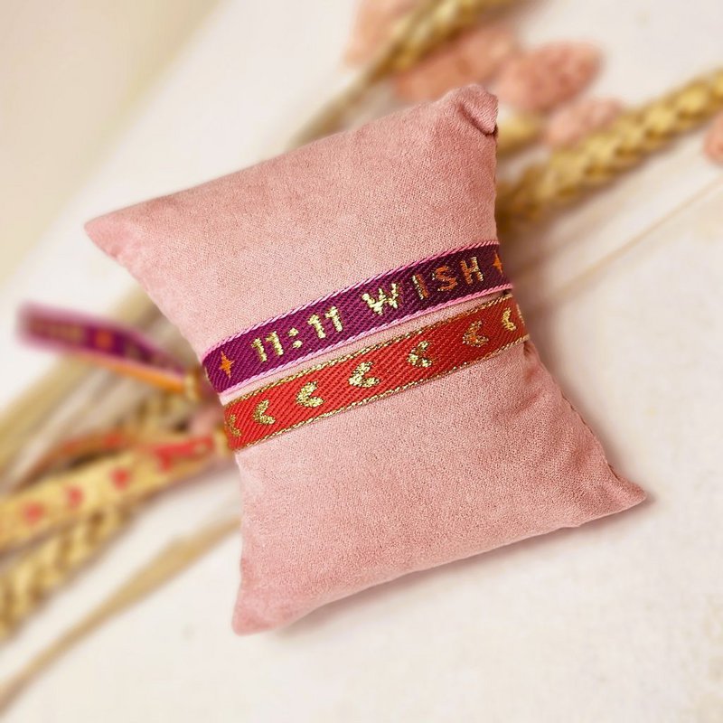 Ribbon bracelet hearts red