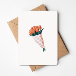 A cute pink pig wearing a party hat on a birthday card. The card has the text "Feestvarken" which means "Party Pig" in Dutch.