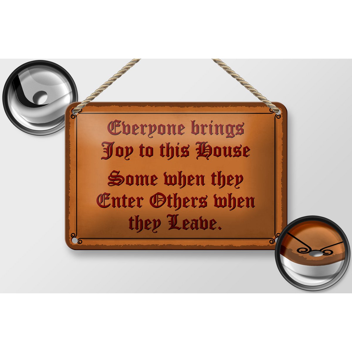 Tin sign saying 18x12cm everyone brings joy this house decoration