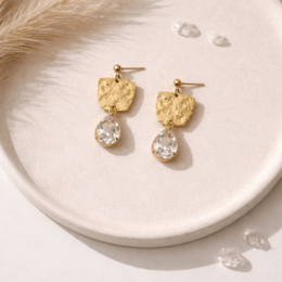 Lacrima - boucles d'oreilles accrochées au laiton Dut avec 18 carats plaqués d'or