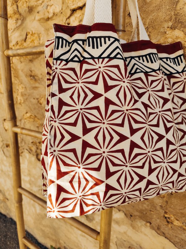 PACK OF 4 UNITS - BLOCK PRINT COTTON BAGS SOLLER COLLECTION