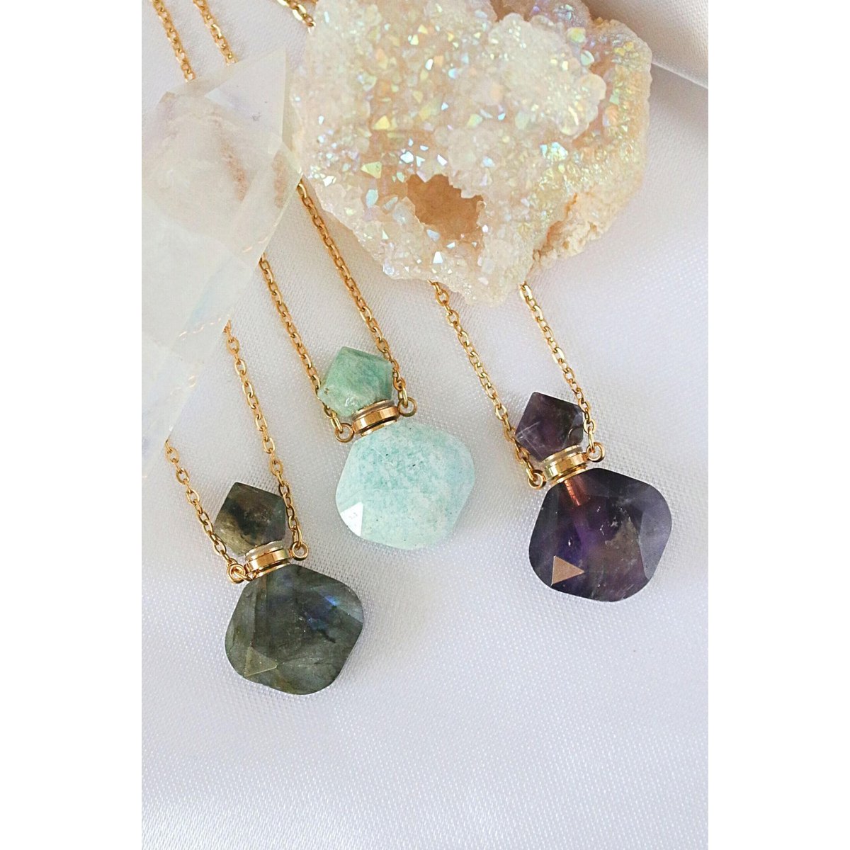 Luxury Mini Crystals Bottles | 24K Natural Crystals Bottle Necklaces