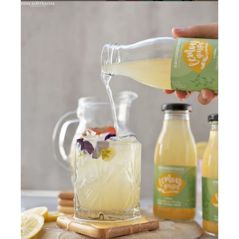 Håndlavet uden sukker limonade med ingefær & agave – myGreekTaste – 250 ml