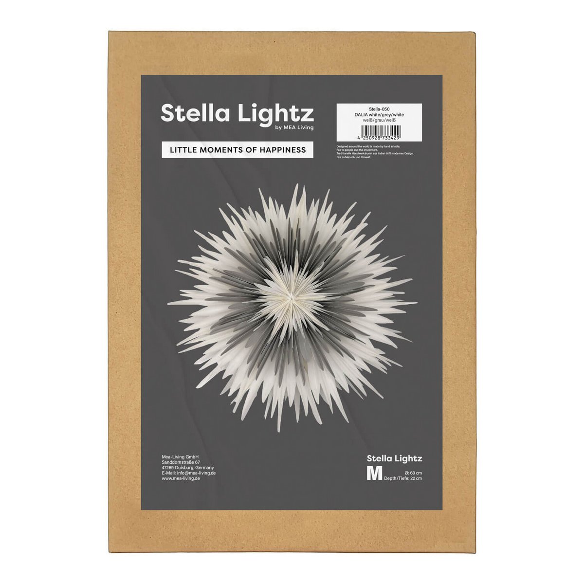 Stella-Dalia, papel pergamino blanco-gris-blanco 60 cm