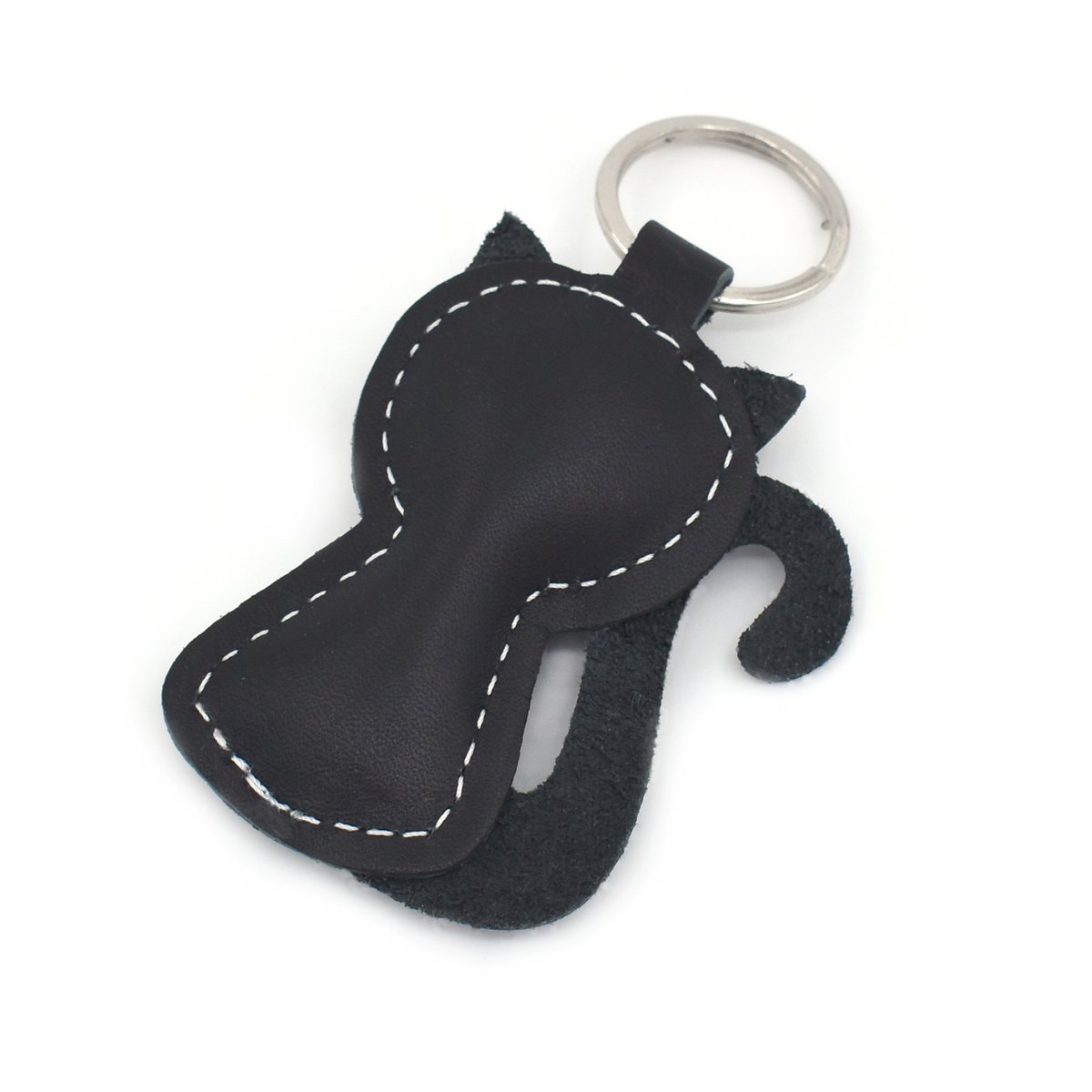 Handgemachte schwarze Katze Leder Tier Schlüsselanhänger
