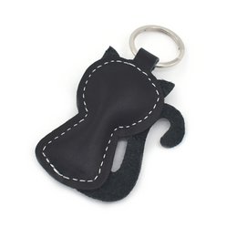 Handgemachte schwarze Katze Leder Tier Schlüsselanhänger