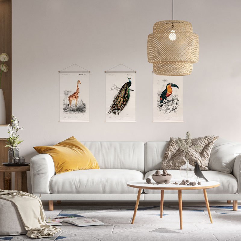 Set de póster textil ilustraciones animales 43x30 cm - Paños de pared